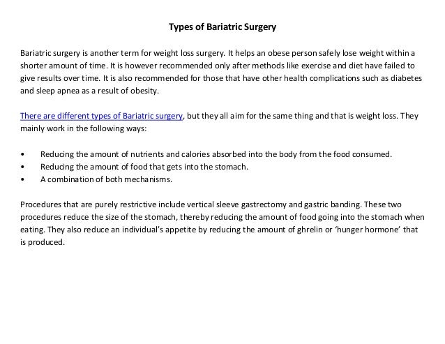 Types of weight loss surgery